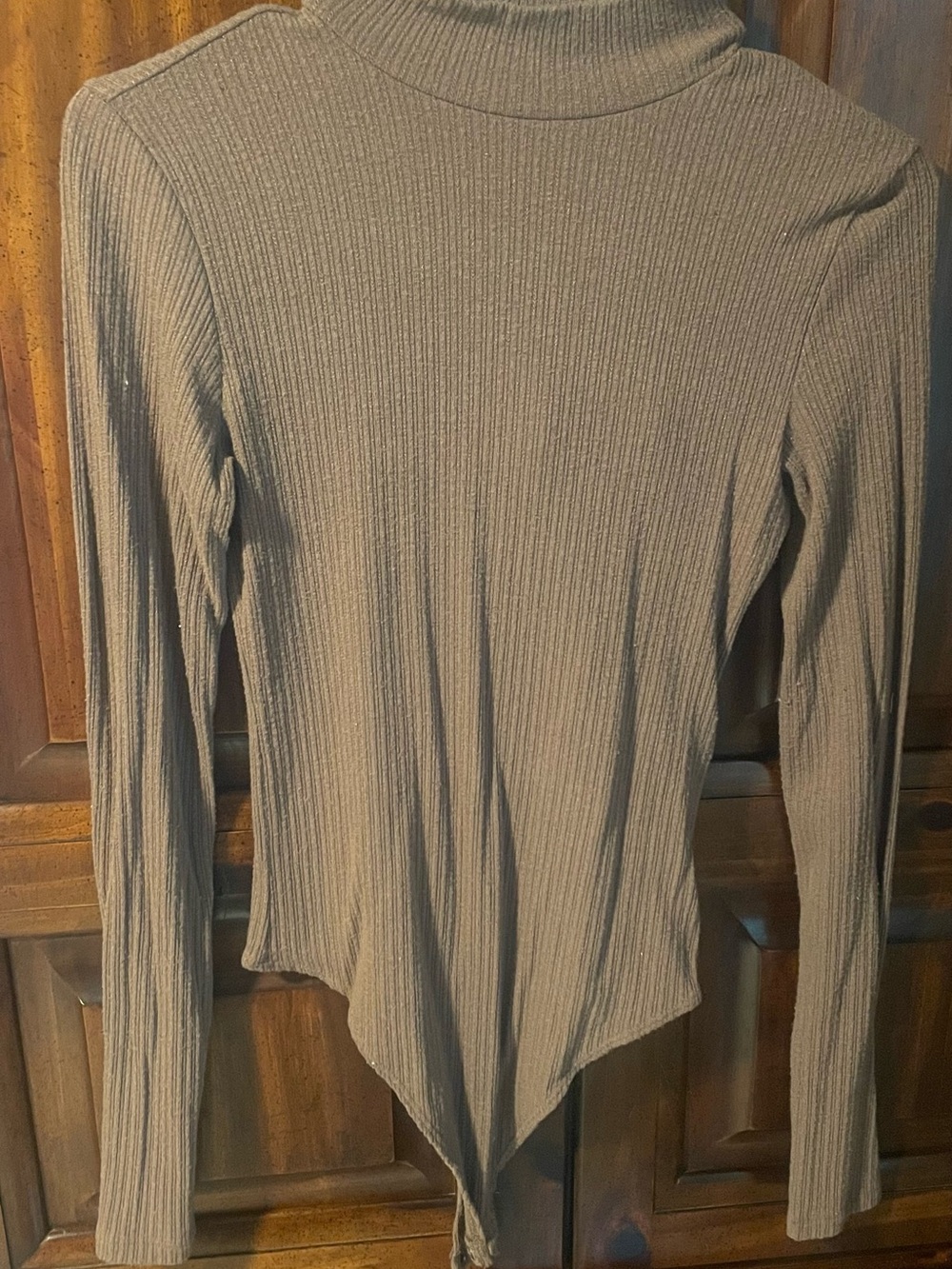 American Eagle Outfitters Ribbed Mock Neck Long-Sleeve Bodysuit - brown